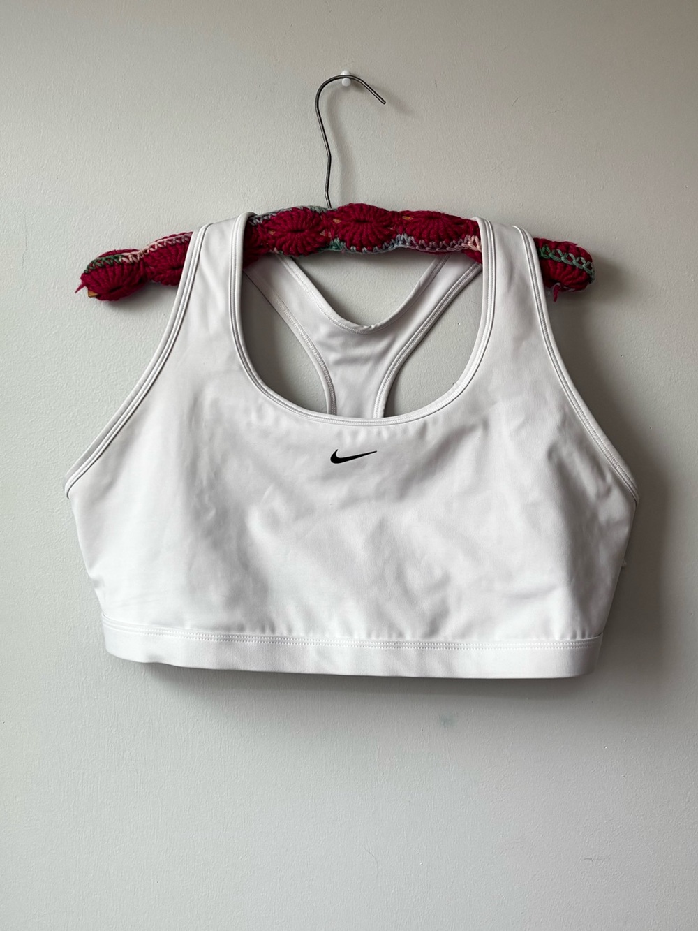 Nike White Sports Bra with Black Swoosh